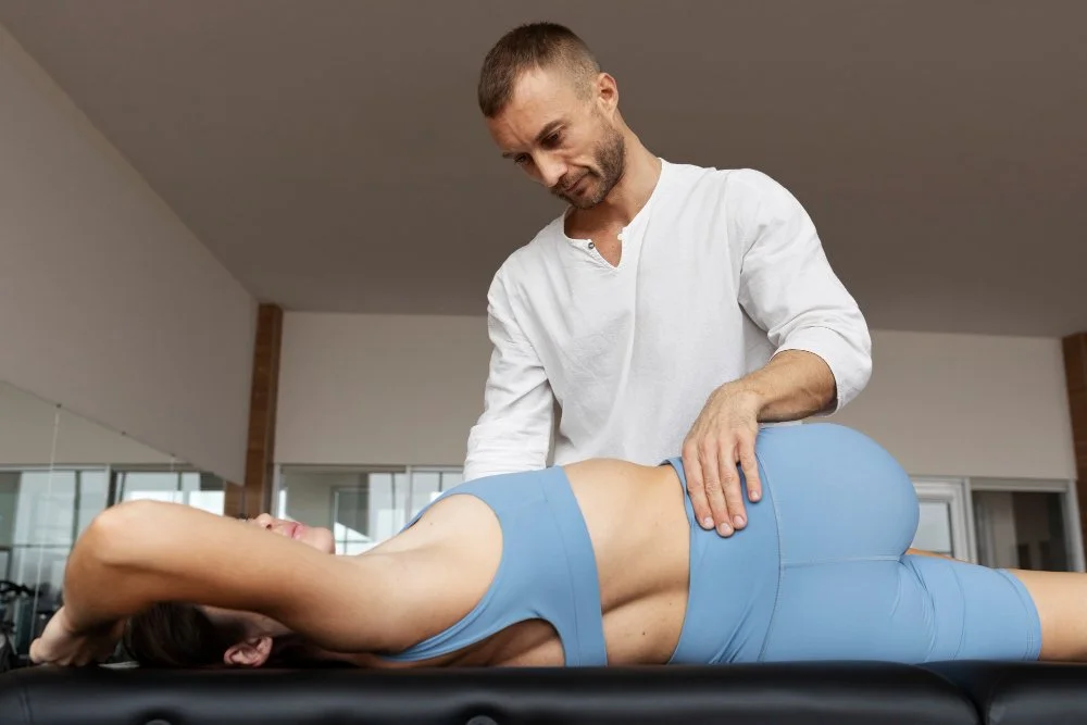 Physical therapist performing pelvic floor assessment and manual therapy treatment for pelvic pain in Austin, TX