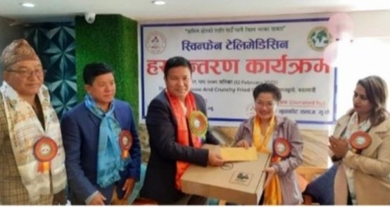  Telemedicine link and Laptop handover ceremony at Kathmandu by the provincial health minister to Deurali, Semjong, Lapa,Ruby valley and Kaule public health post. Dhading Nuwakot association UK kindly donated laptops and ceremony was also organized b