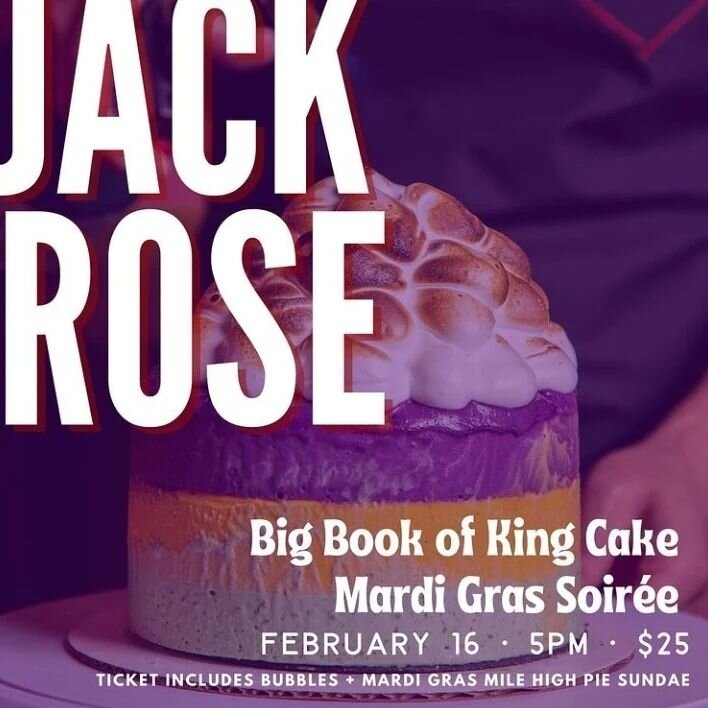 Tomorrow evening's event is going to be fun, informative, AND delcious! Your ticket includes bubbly, a Mardi Gras-themed sundae version of the historic Mile High Pie, as well as some fun @jackrosenola history by Chef Eka, and king cake history by Mat