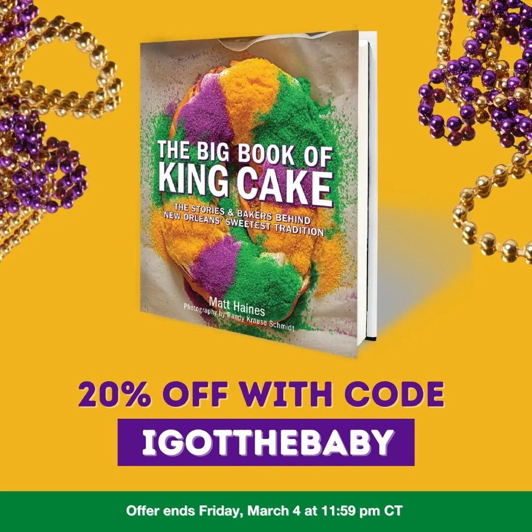 It's the home stretch of Mardi Gras, but this 368-page hardcover book will be a great conversation-starter on your coffee table year round!

Featuring king cakes from 75 mostly New Orleans area bakers and hundreds of beautiful photos, The Big Book of