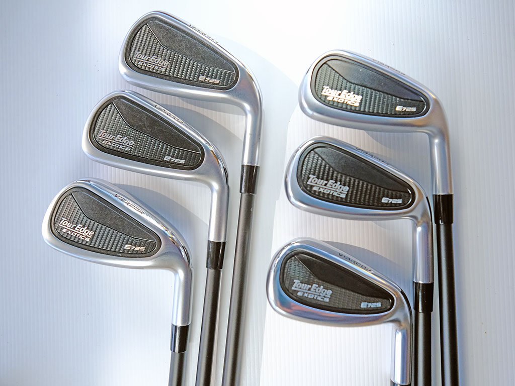 Near brand new TOUR EDGE Exotics E725 irons 6 – AW w. Cypher 60 5.5  Reg flex graphite