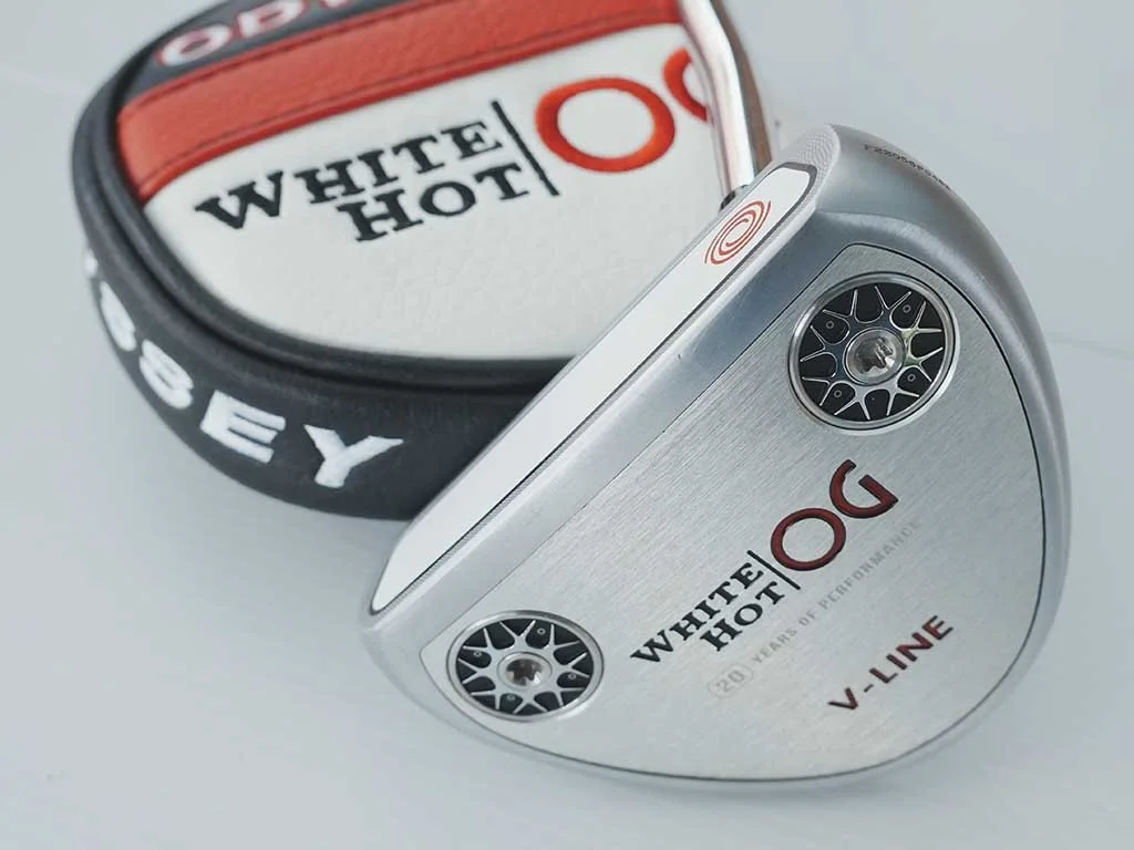 As new ex-shop display ODYSSEY White Hot OG V-Line 34in putter  on Stroke lab shaft