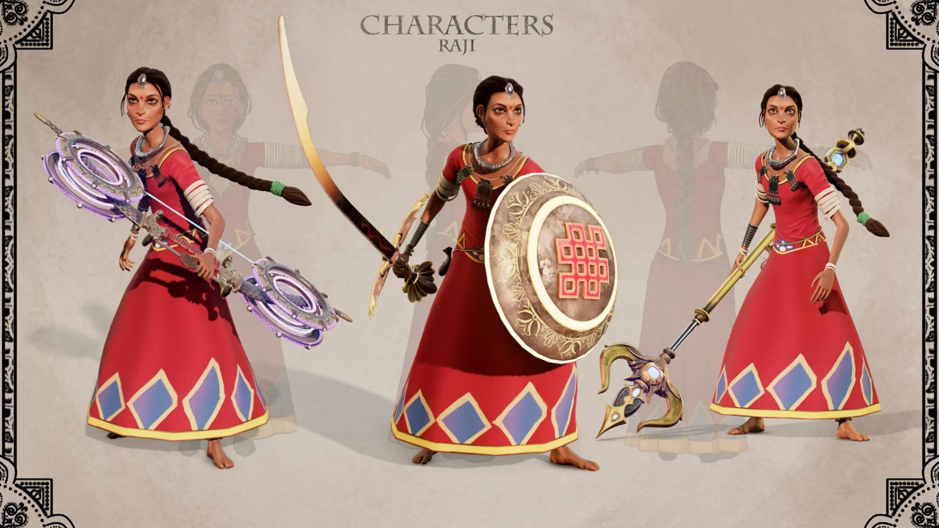 Character art for the titular protagonist of Raji: An Ancient Epic