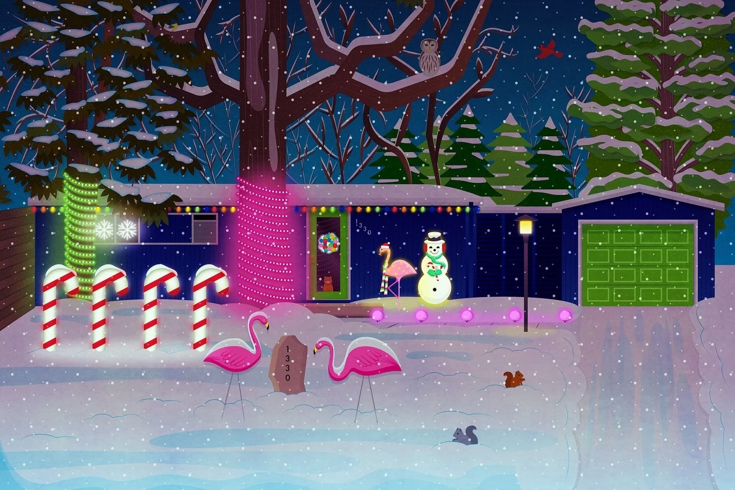 one more I fell behind on ❄️🦩❄️ home: Christmas edition!
#illustration #illustrator #christmashouse #christmasillustration #winterhome #winterillustration #blowmold #snowmingo