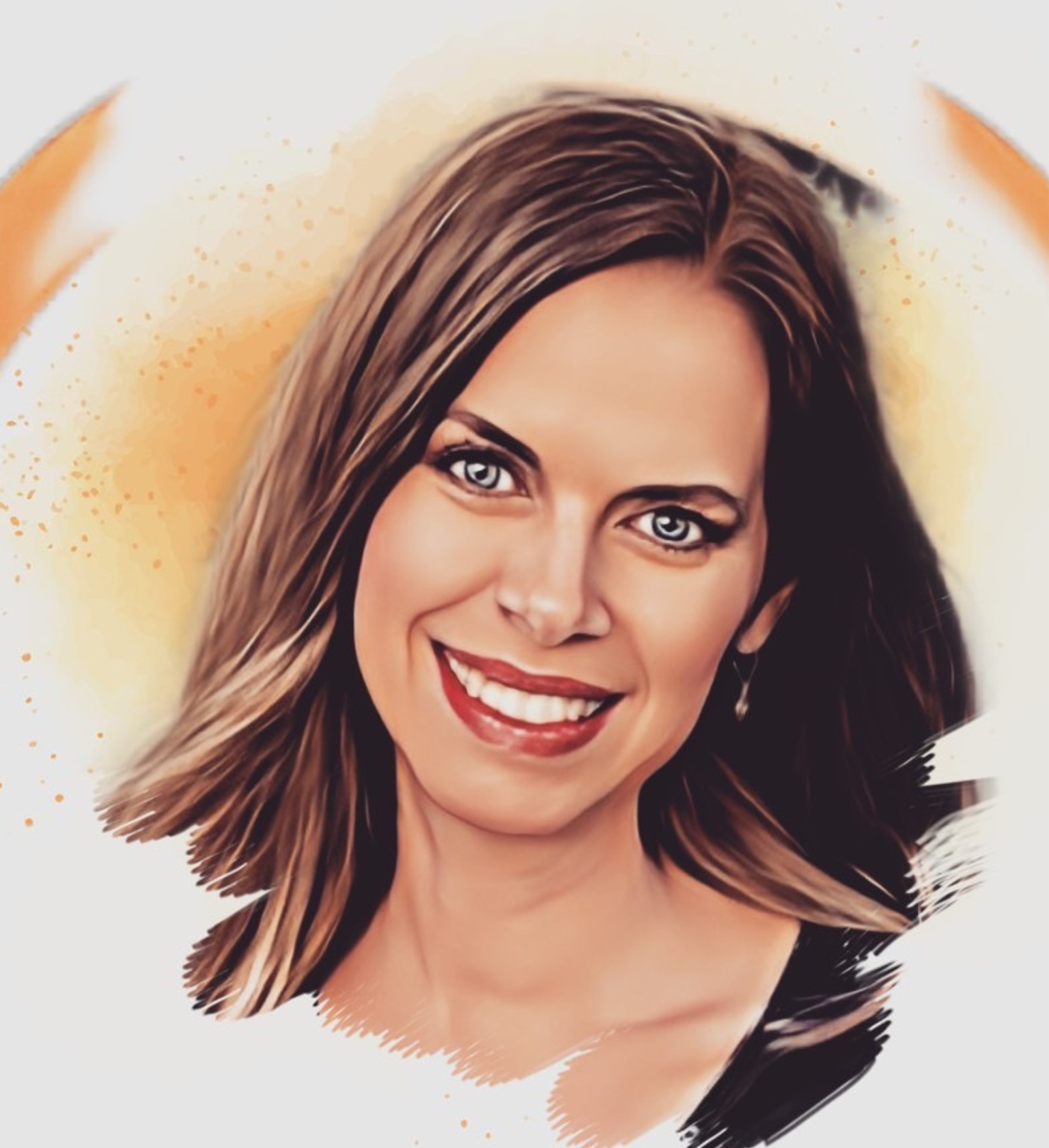Illustrated portrait of award-winning author Tasche Laine, co-author of the Lil Peter children’s book series and author published by Skye Blue Press.