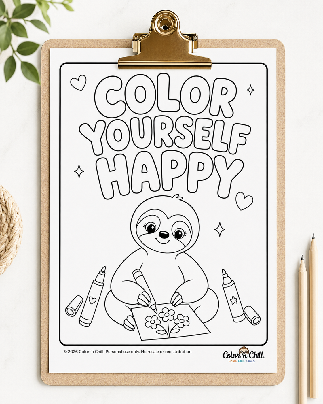 Color Yourself Happy Printable Coloring Page