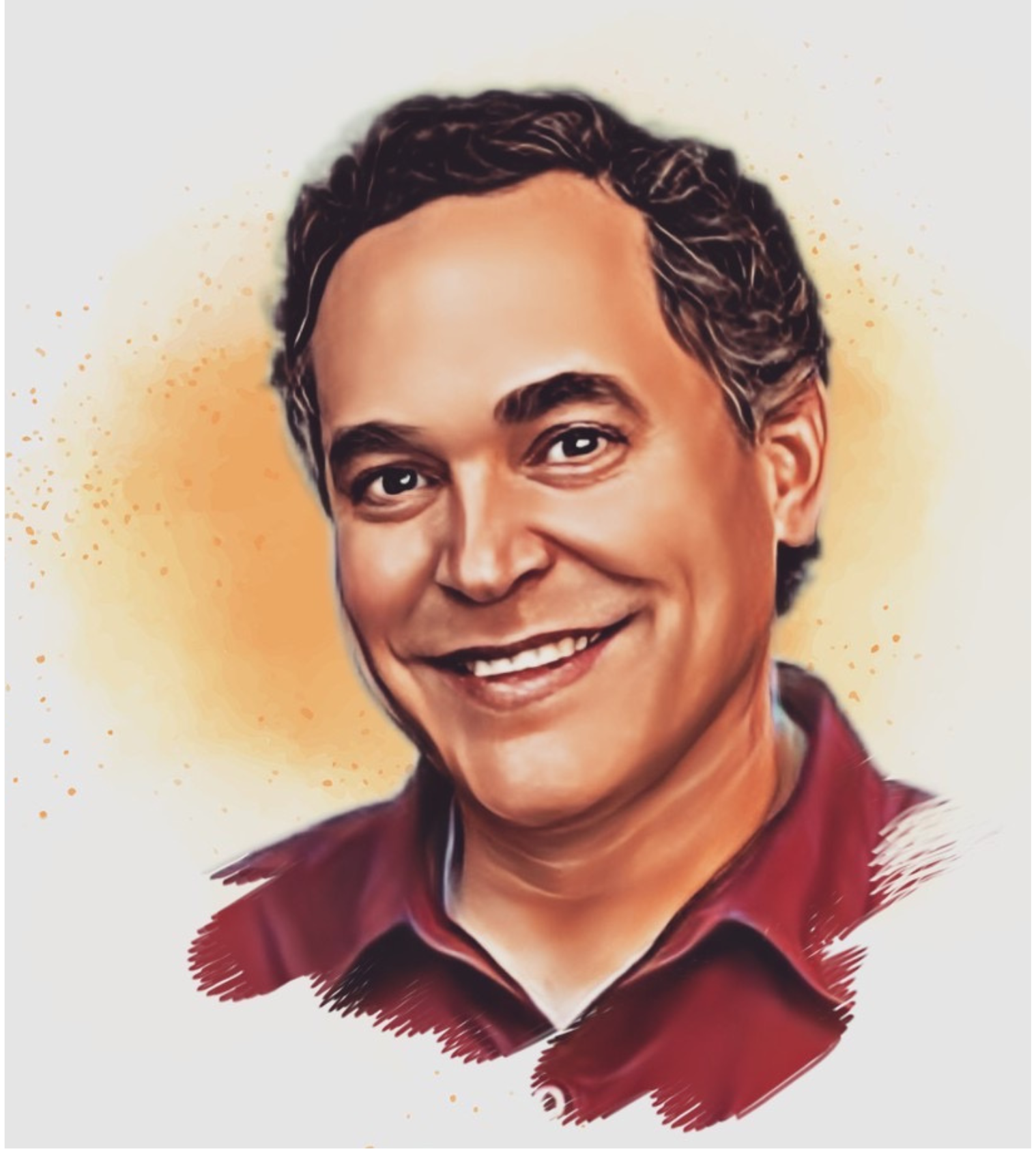 Illustrated portrait of award-winning author Peter Valdez, co-author of the Lil Peter children’s book series and author published by Skye Blue Press.