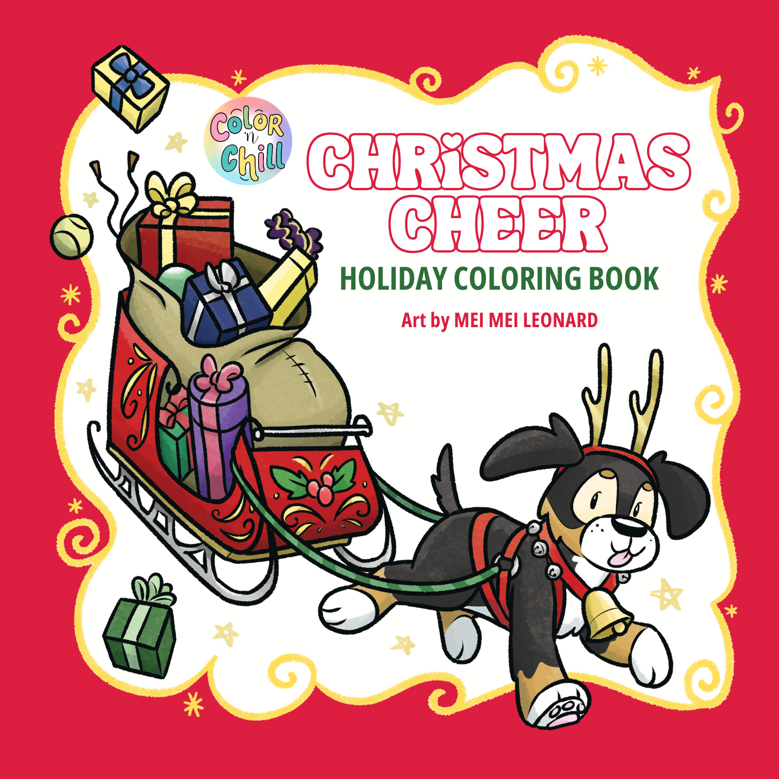 Christmas Cheer, a festive Color ’n Chill holiday coloring book filled with Christmas fun. Discover cheerful Christmas trees, lovable holiday characters