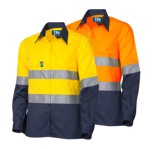 Women's Lightweight Vented L/S Hi-Vis Drill Shirt with Reflective Tape
