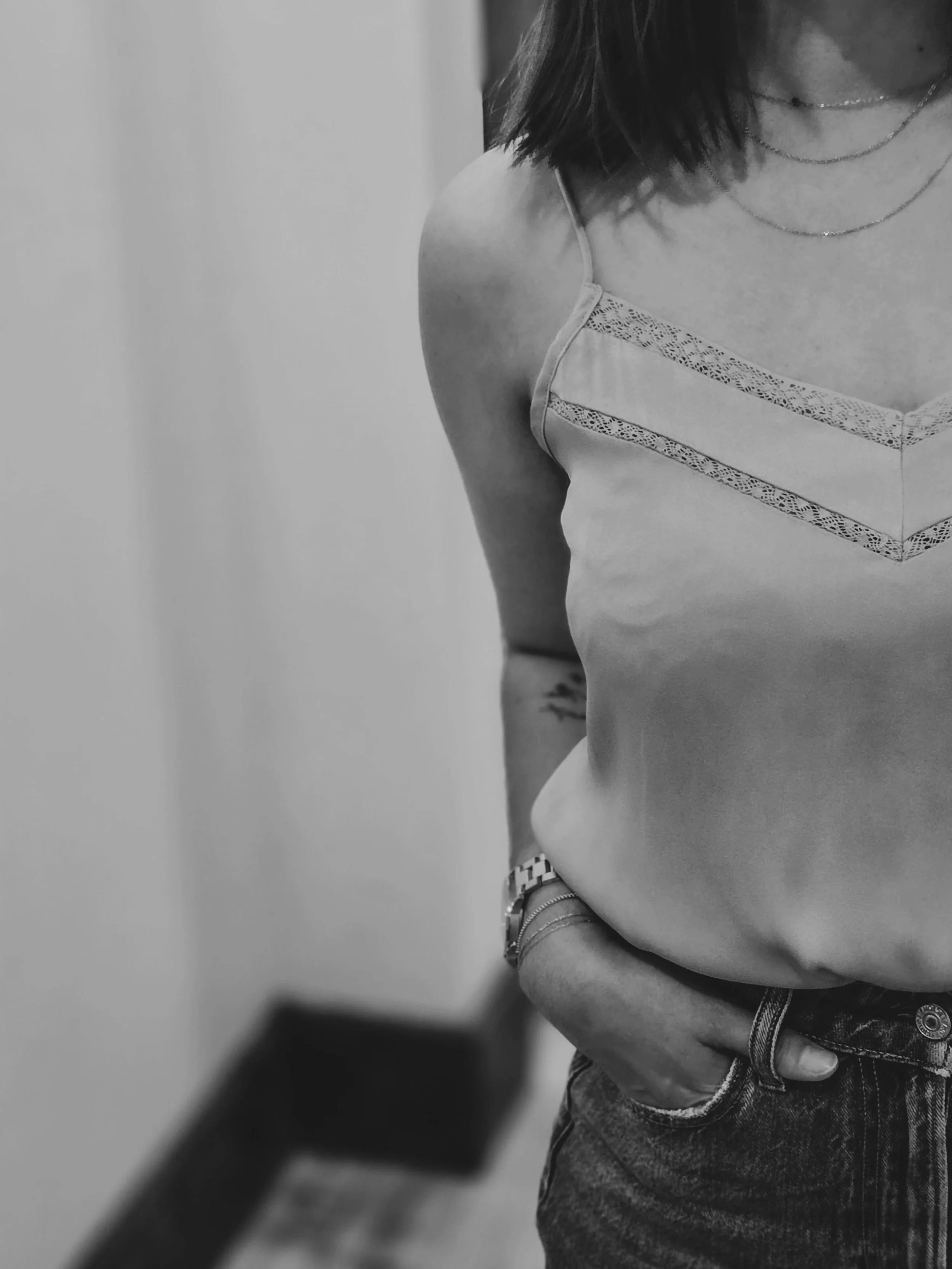 new clothing arrivals... lace trim cami in taupe &amp; black
open all summer wednesday-friday 11-6 &amp; 
saturday 9am - 4pm
sunday pop-ups 12-4: june 14th, july 19th, &amp; aug. 16th