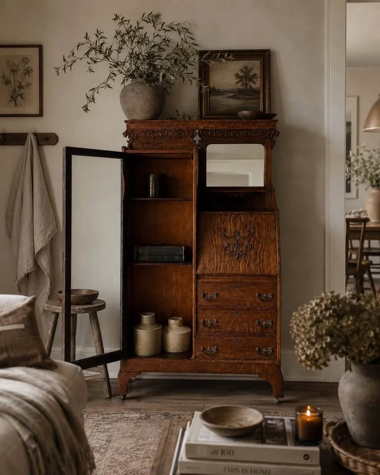 Antique Tiger Oak Secretary
