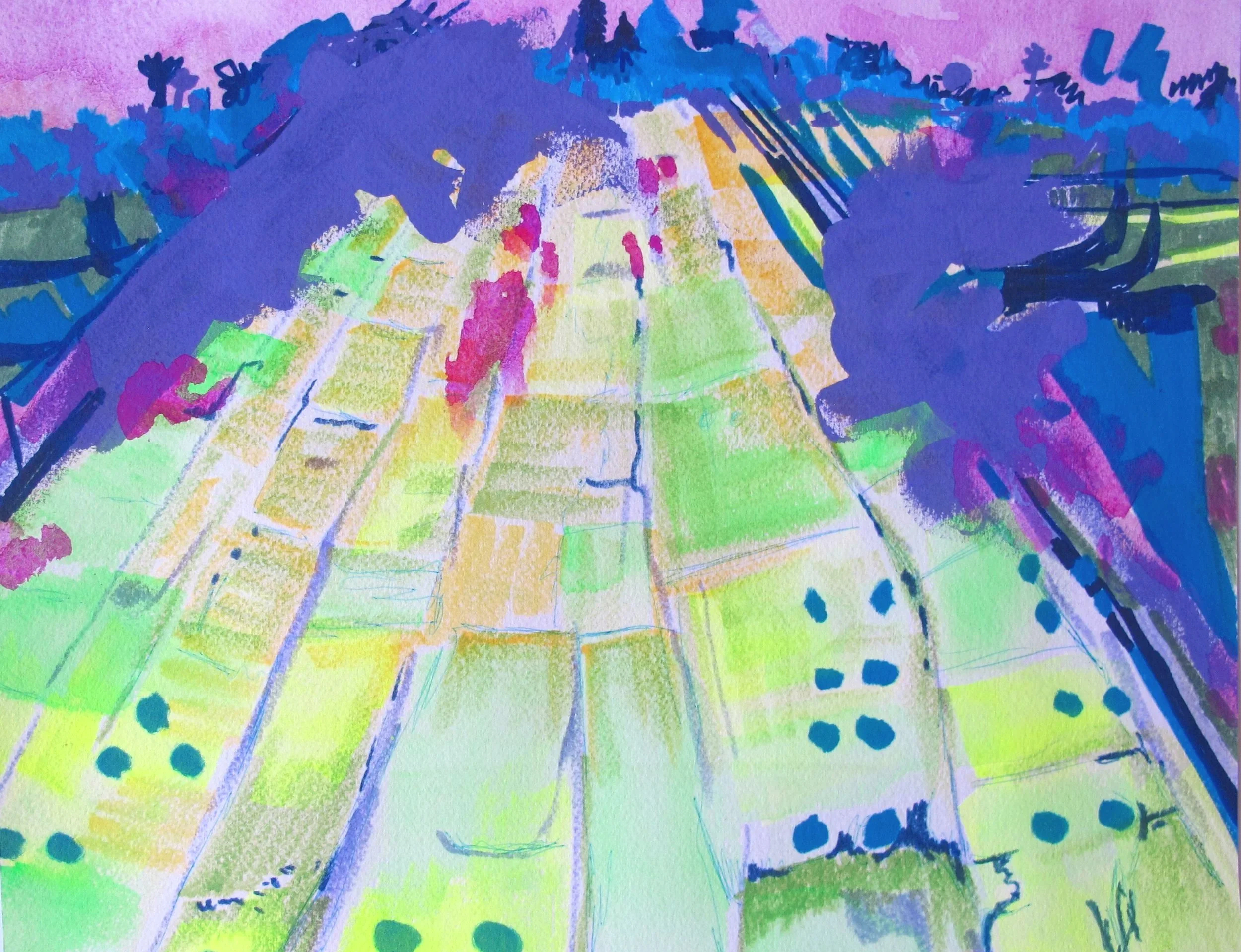 Cambodian Crossing 11" x 14" Archivally framed Mixed media on paper $915