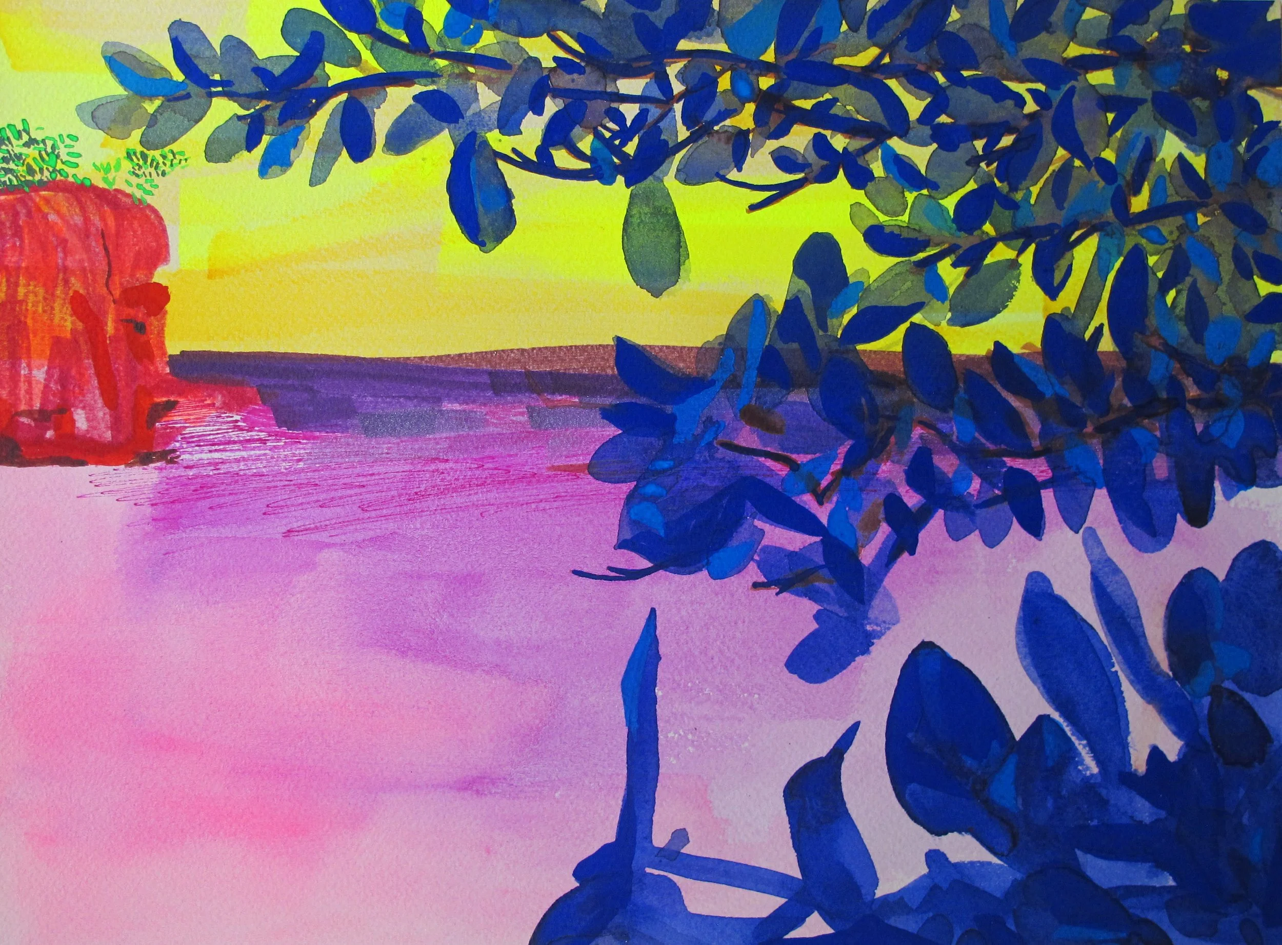 Cliff Crashing 9" x 12" (approximately) Mixed media on paper $600 