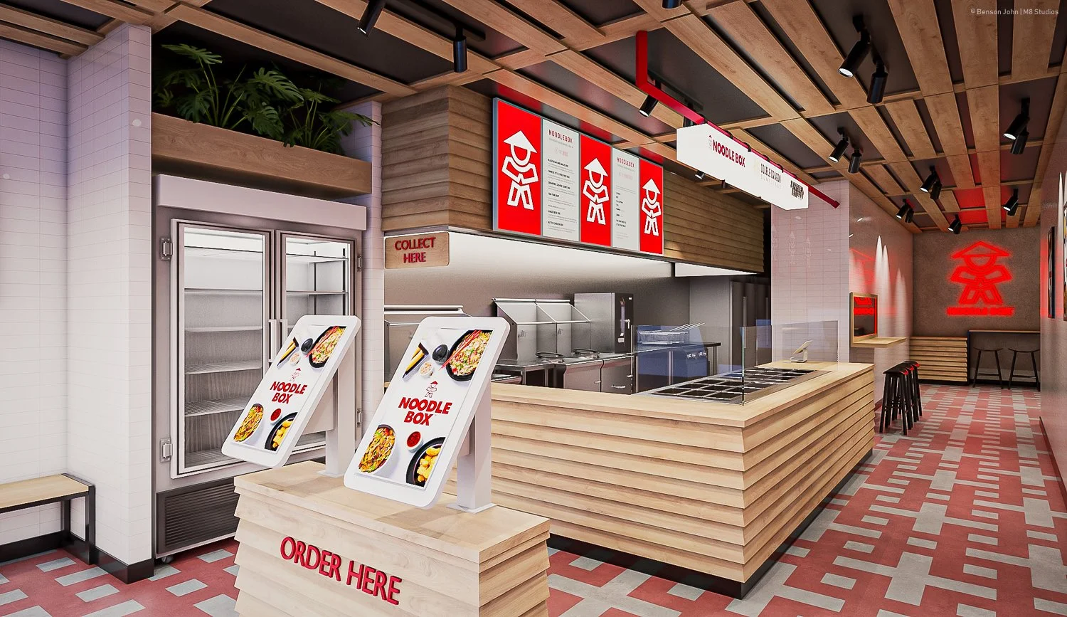 Noodle Box Mornington counter and order point designed by Morph8 Design Studio