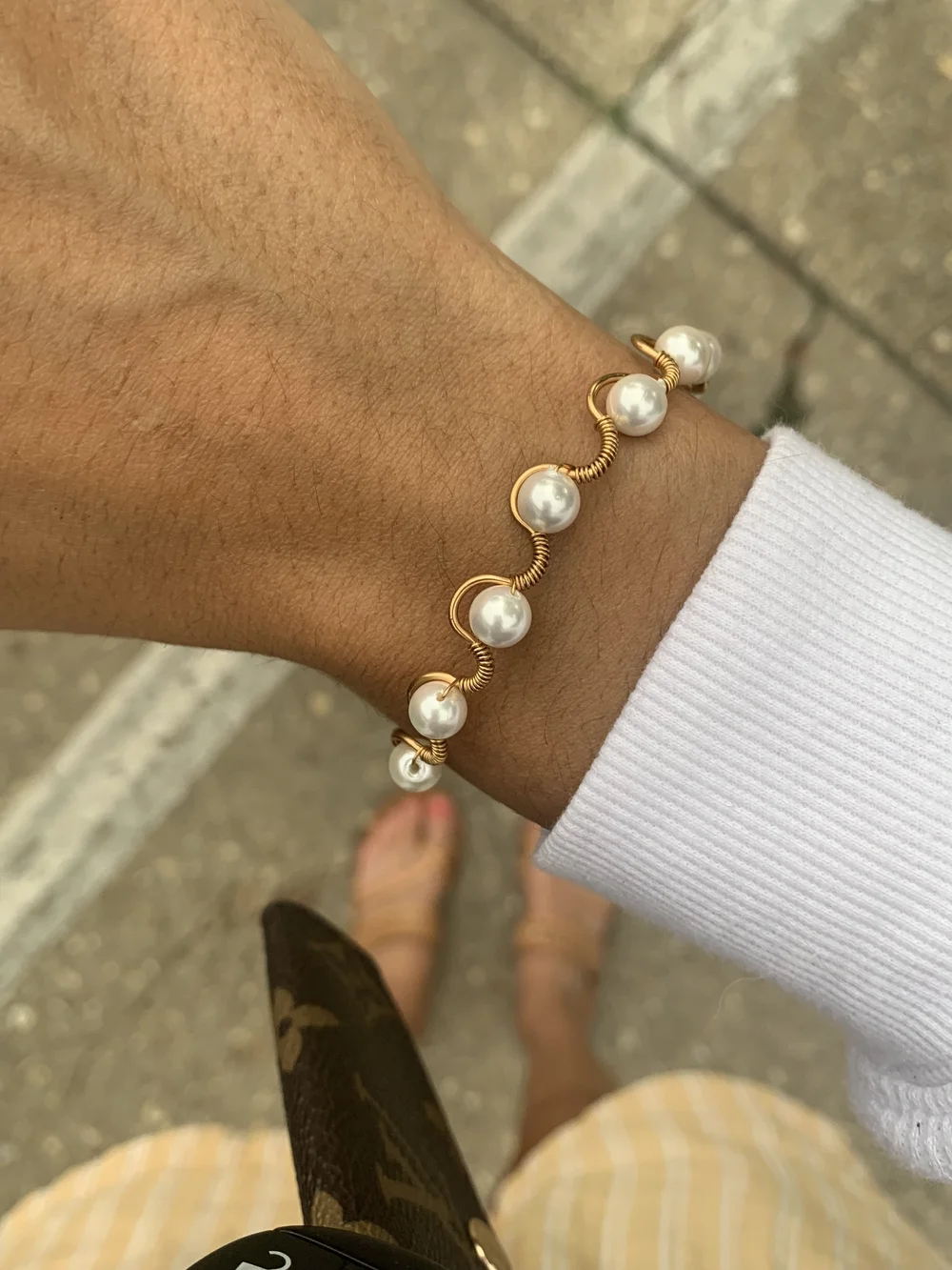 Athena Pearl Bracelet — Blaire's Bling | Handmade Wire Wrapped Jewelry