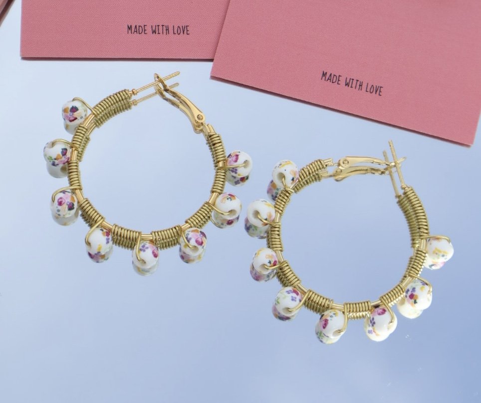 Fairy Garden Floral Hoop Earrings