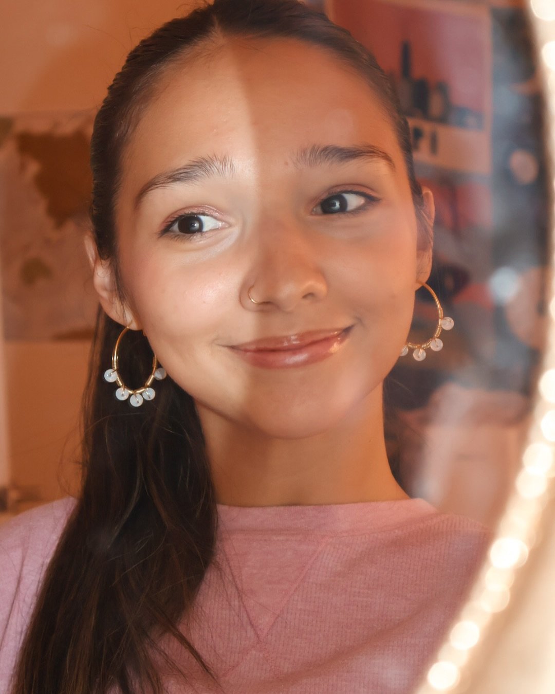 what were once the opalite hoops are now officially the selene hoops! selene is the greek goddess of the moon, and since opalites have always reminded me of the moonlight, the name felt meant to be. if you&rsquo;ve been here a while, this probably do
