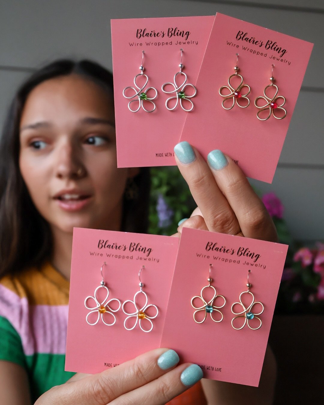 the flower power earrings just blossomed into something even sweeter! check out the new bead in bloom earrings. seriously so cute, these might just be the earrings of the summer! available now in limited quantities. which color are you picking? ππ?
