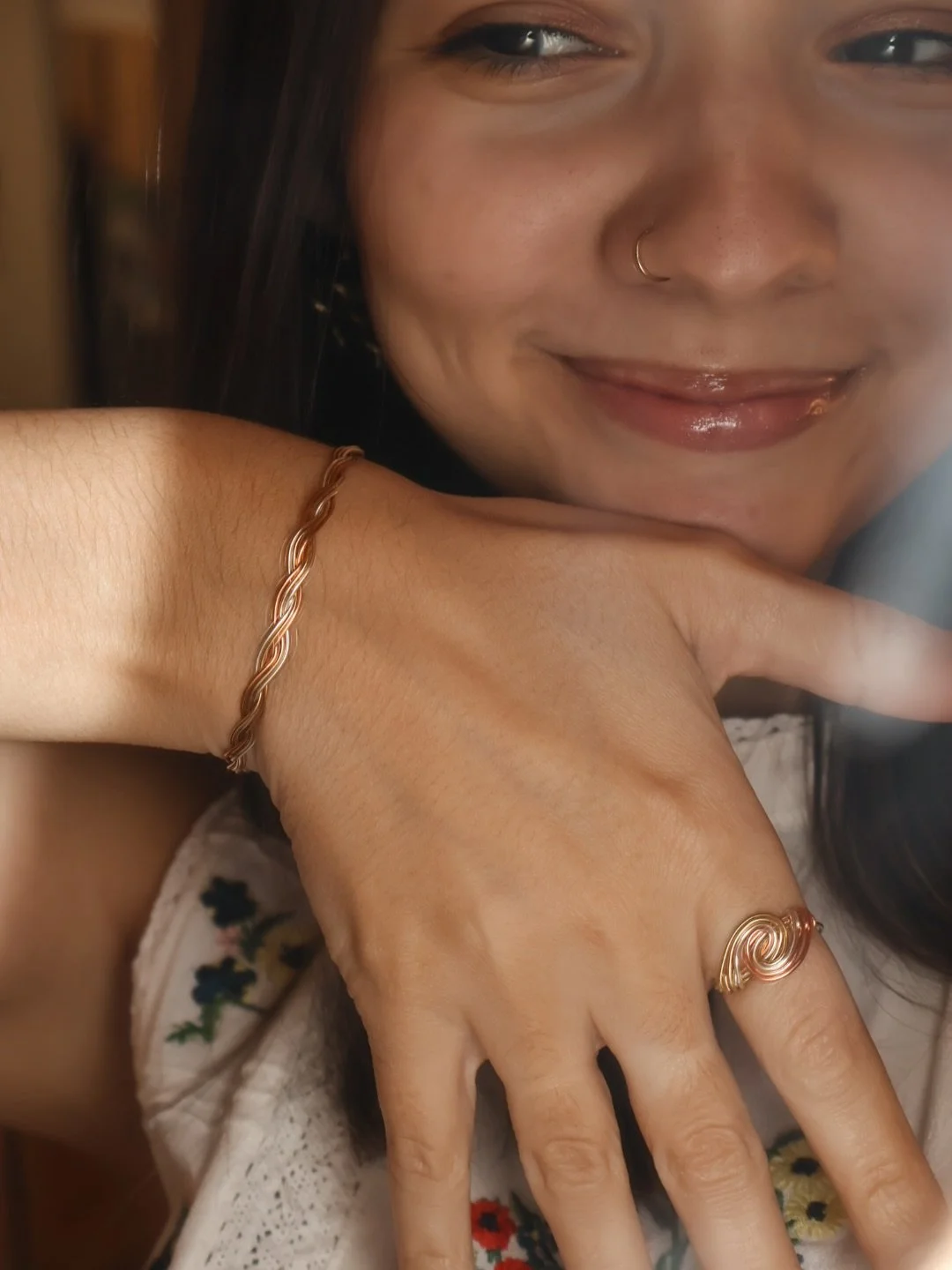 another pretty girl bracelet has made her way to @blaires.bling!! woven wire with golden hour hues&hellip; I&rsquo;m obsessed!!! introducing the sunrise to sunset bracelet, made to complement the sunrise to sunset ring. available now in my shop! 🌅😎