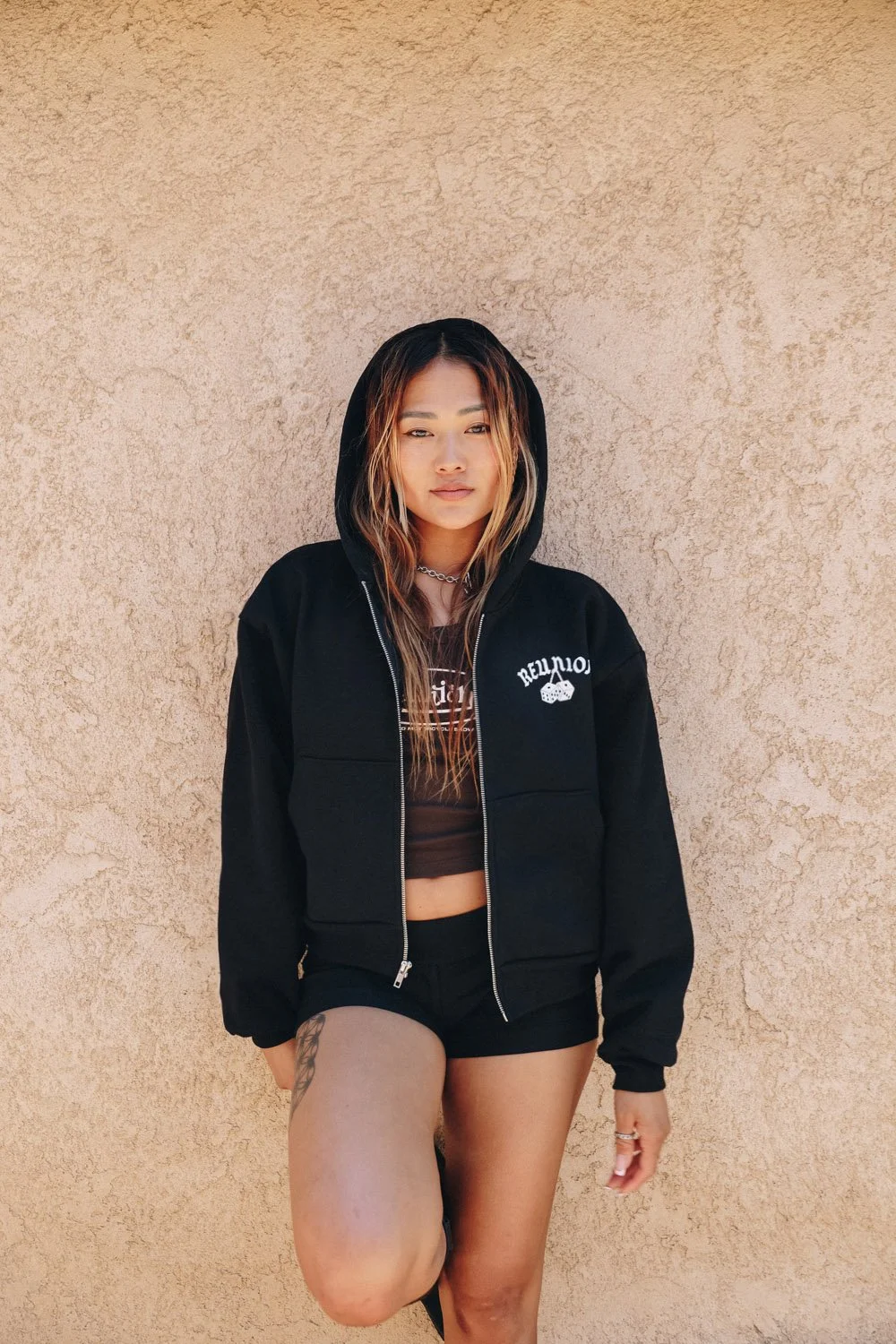 Heavy Weight Fleece Dice Crop Hoodie