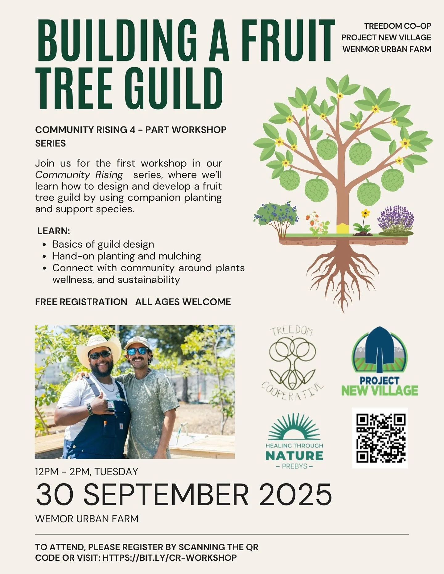 🌱✨ Community Rising Workshop #1 ✨🌱
Join us as we kick off our new series of wellness-focused outdoor and urban agriculture experiences!

This first workshop, Building a Fruit Tree Guild, will guide you through designing and planting a regenerative 