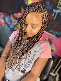 After kid braids w/weave