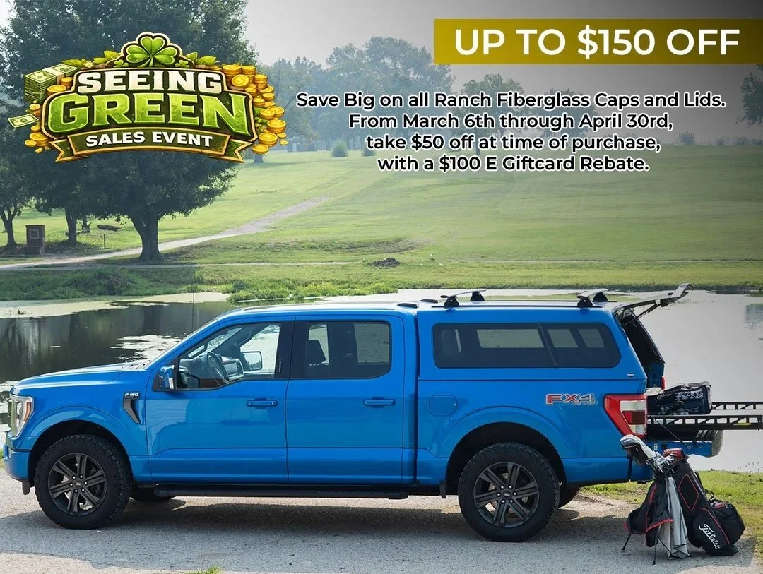 Ranch Fiberglass Truck Cap Seeing Green Promotion Sale