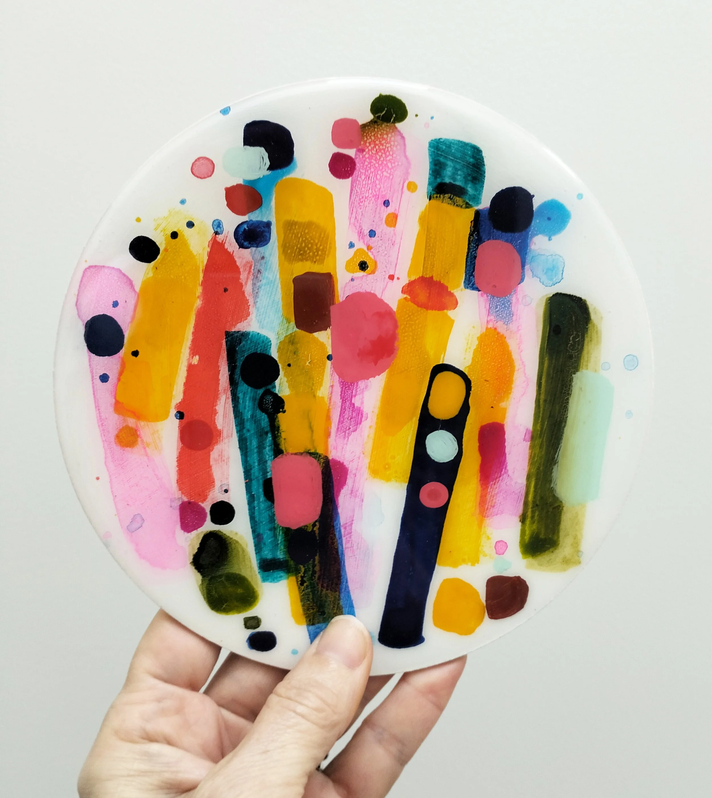 15cm round-'Slow Motion'-$150- ink, acrylic on wood with resin.jpg