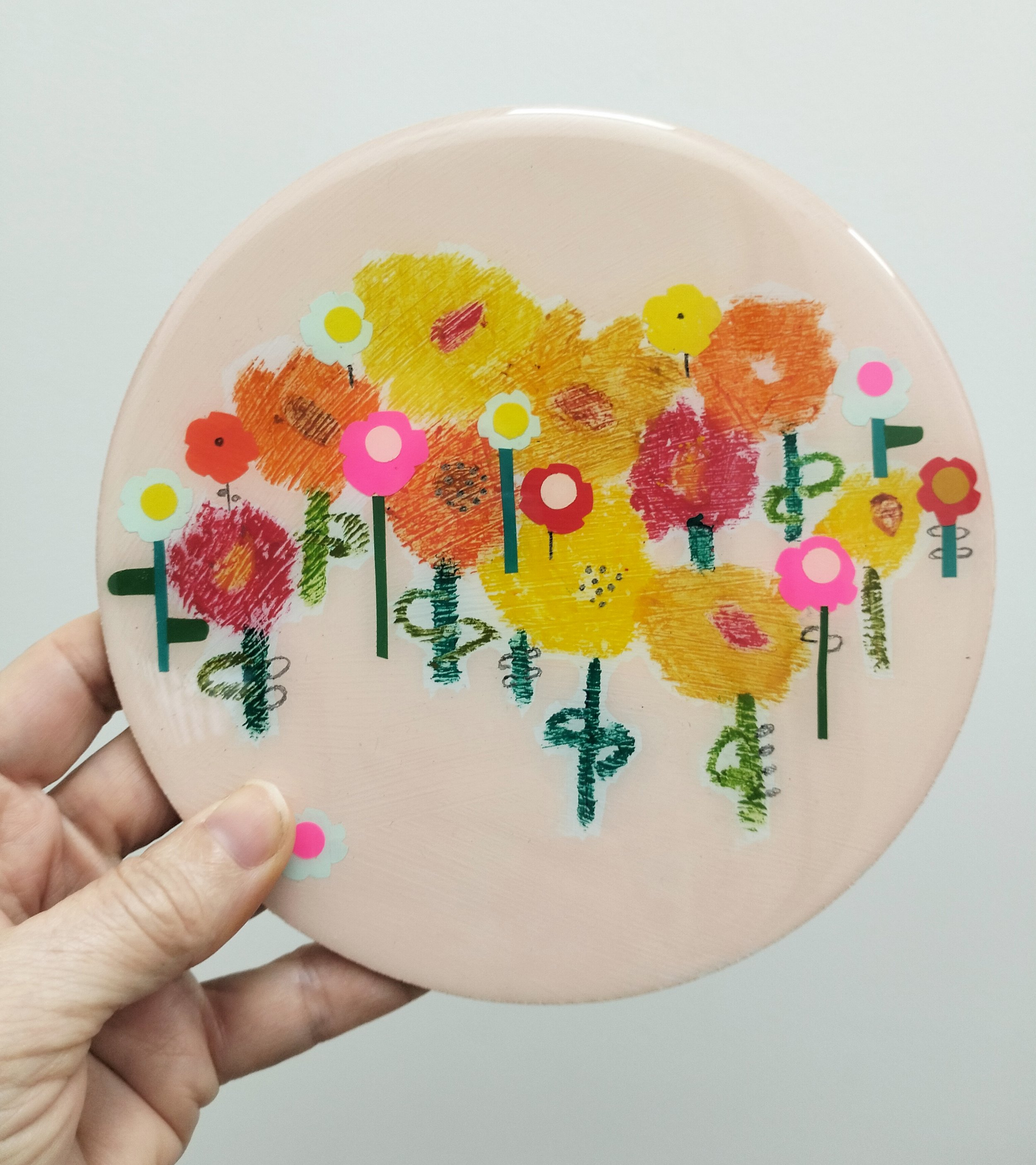 15cm-Sweet Nothing's'- $150- oil pastel, collage on wood with resin.jpg