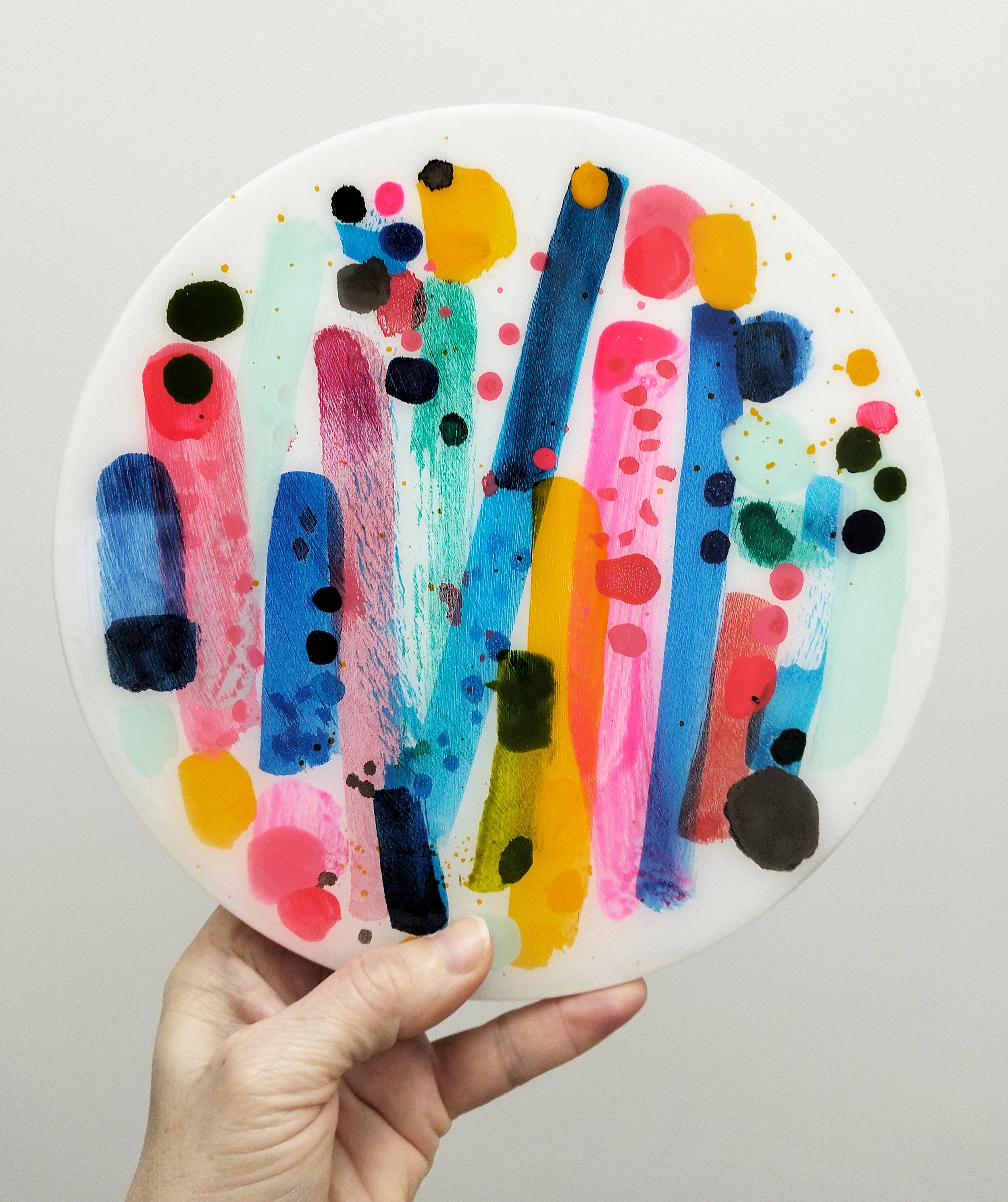 20cm round-'Love Potion'-$350- ink , acrylic on wood with resin.jpg