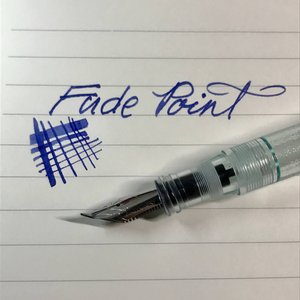 Fude Point : Created by Nobuyoshi Nagahara as a way to increase the thickness of brush-like strokes possible from nibs, the Fude Point puts down a massive horizontal stroke. It achieves this by turning part of the nib body itself into a writing surfa
