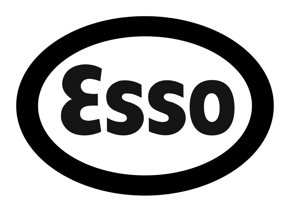 Black background with the word 'ESSO' in bold black letters in the center.