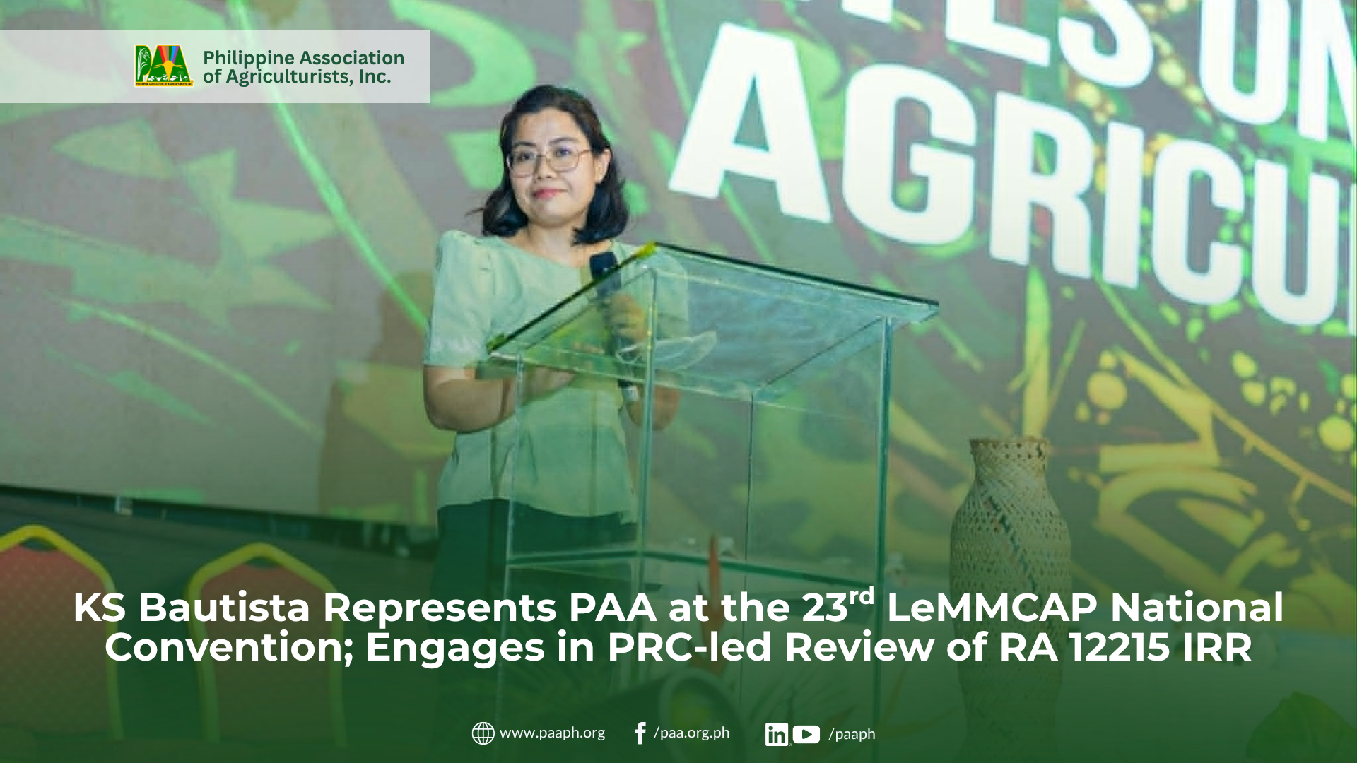 KS Bautista Represents PAA at the 23rd LeMMCAP National Convention; Engages in PRC-led Review of RA12215 IRR