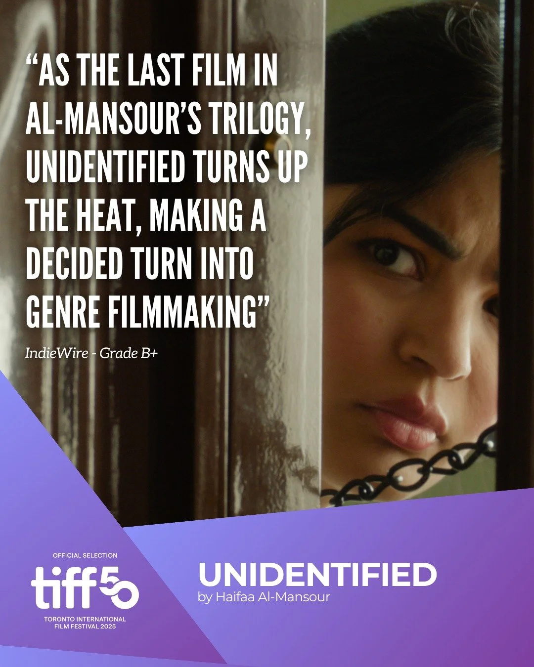 The first reviews for Haifaa Al-Mansour's UNIDENTIFIED are in! But don't worry, no spoilers! 🔍

INDIEWIRE (GRADE B+):
&ldquo;Haifaa Al-Mansour&rsquo;s murder mystery expands the frame of women&rsquo;s lives in Saudi Arabia&rdquo;
&ldquo;The filmmake