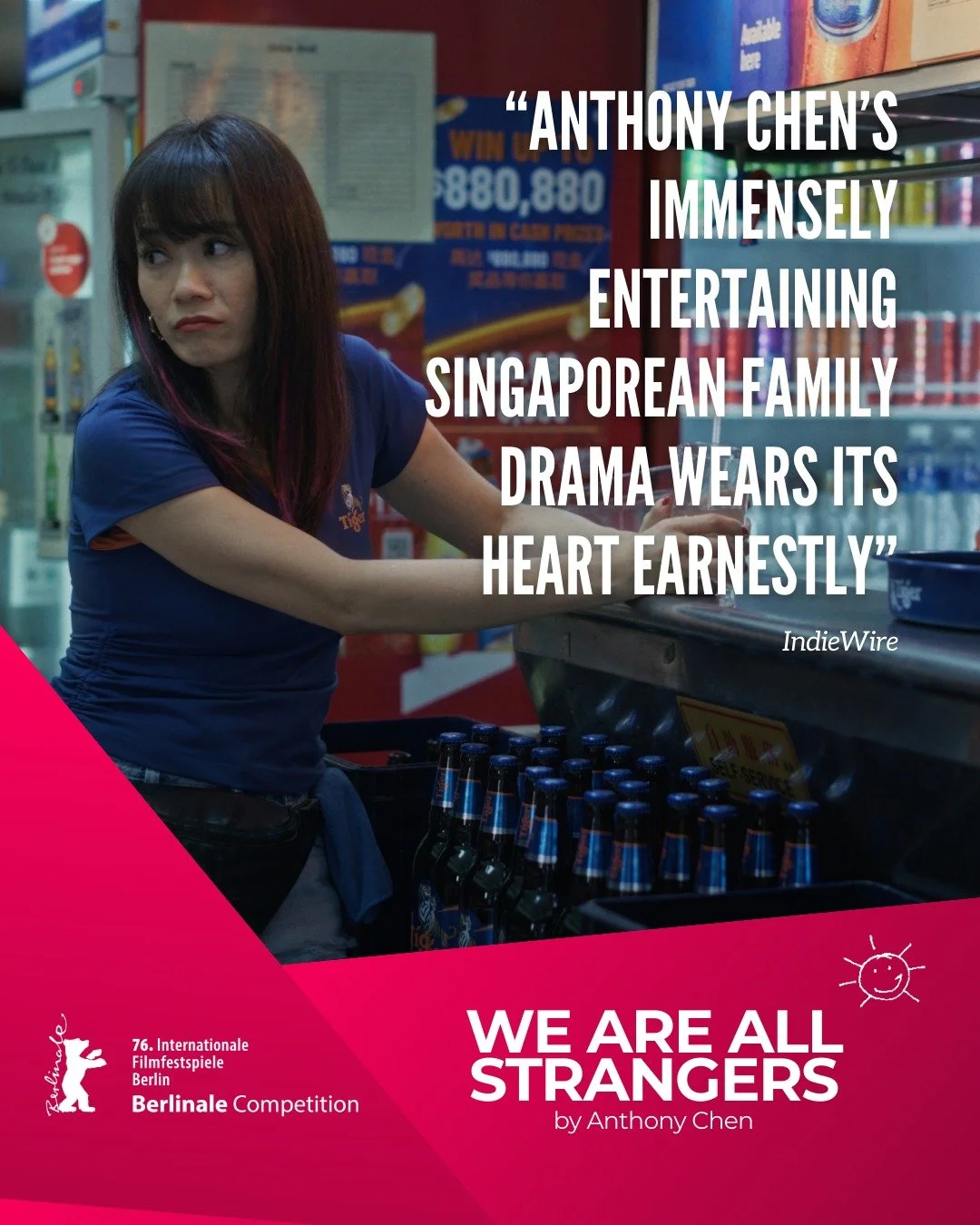 Anthony Chen's WE ARE ALL STRANGERS has won over the critics' heart! ❤️

INDIEWIRE (Grade B+)
&ldquo;A wholehearted, emotional rush of a movie that holds you in the palm of its hand throughout.&rdquo;
&ldquo;As emotionally generous as it is frothily 