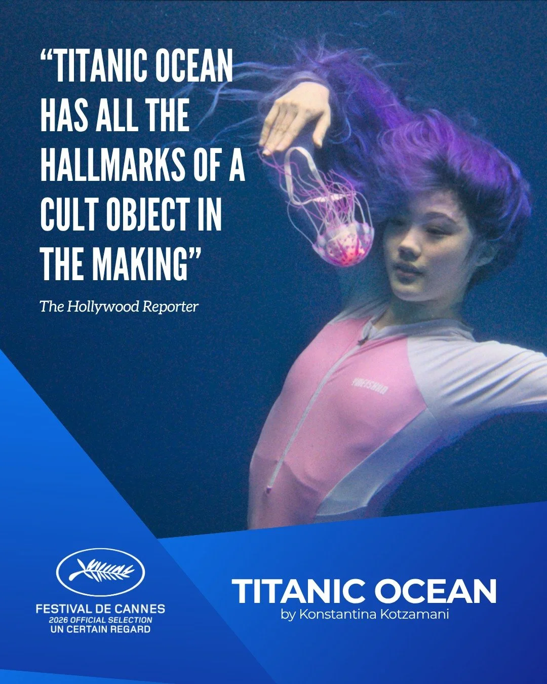 First reviews are out for Konstantina Kotzamani's TITANIC OCEAN! 🔥

THE HOLLYWOOD REPORTER
&ldquo;Titanic Ocean has all the hallmarks of a cult object in the making. Do hold your breath.&rdquo;
&ldquo;Genuinely strange and irresistible: a dayglo fan