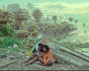 Kuve y Mumbi entre las ruinas de Umata en Memory of Princess Mumbi