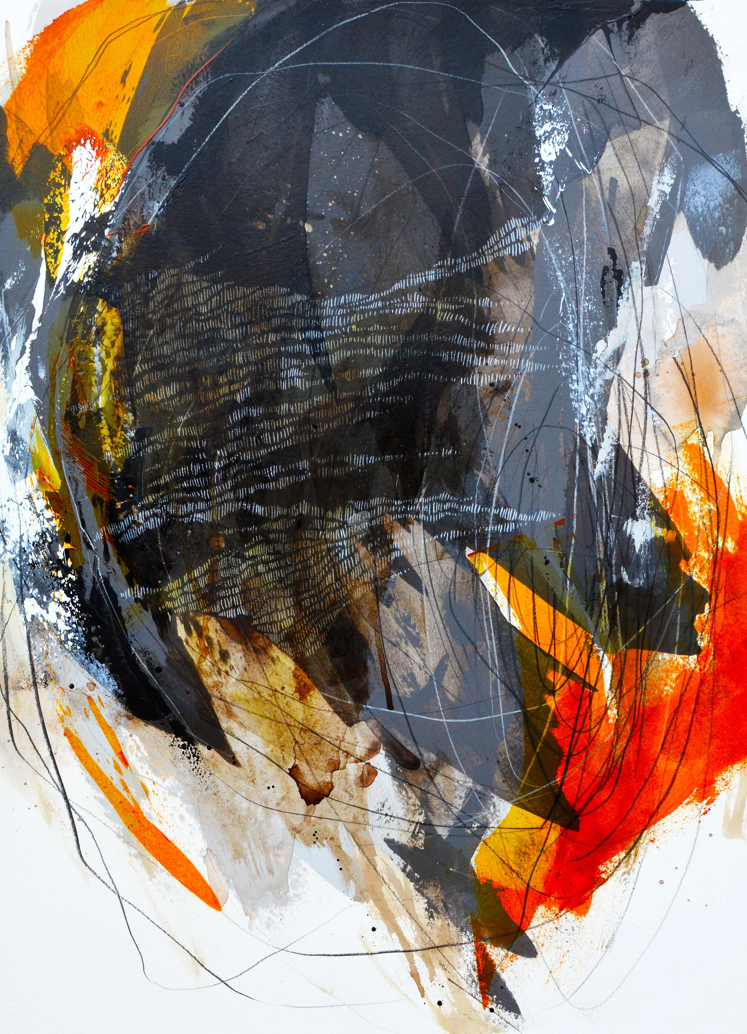 22" x 30" Abstract Mixed Media on Paper 