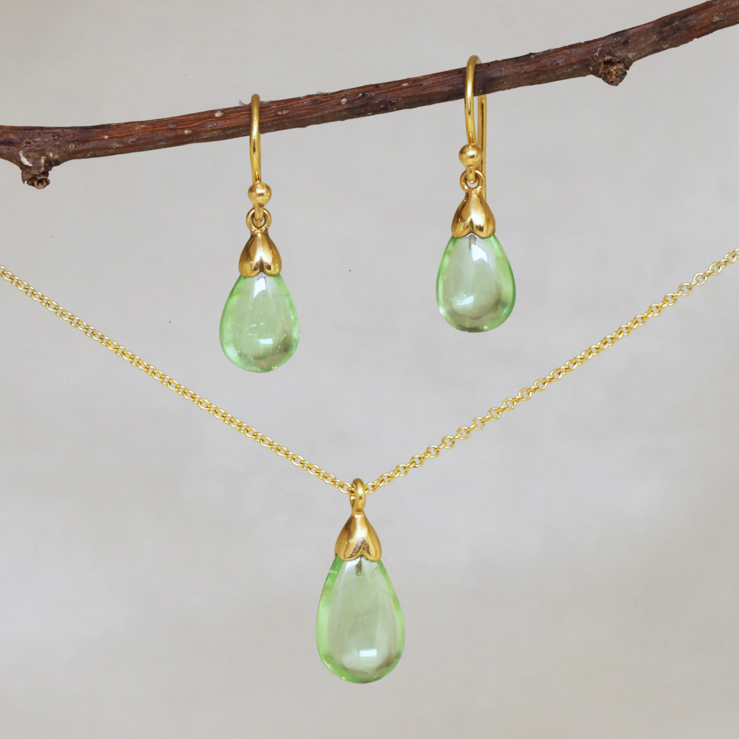 Peridot Drop Earrings and Pendant Necklace.jpg
