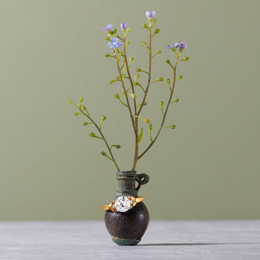 Wildflower collection. Delicate, elegant, artistic, original, beautiful, balanced, handcrafted, unique, diamond engagement rings from master fine jeweler Tim of TW McClelland TWM. Gold and platinum.