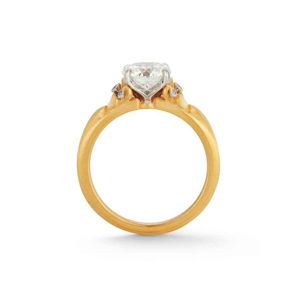 Wildflower collection. Delicate, elegant, artistic, original, beautiful, balanced, handcrafted, unique, diamond engagement rings from master fine jeweler Tim of TW McClelland TWM. Gold and platinum.