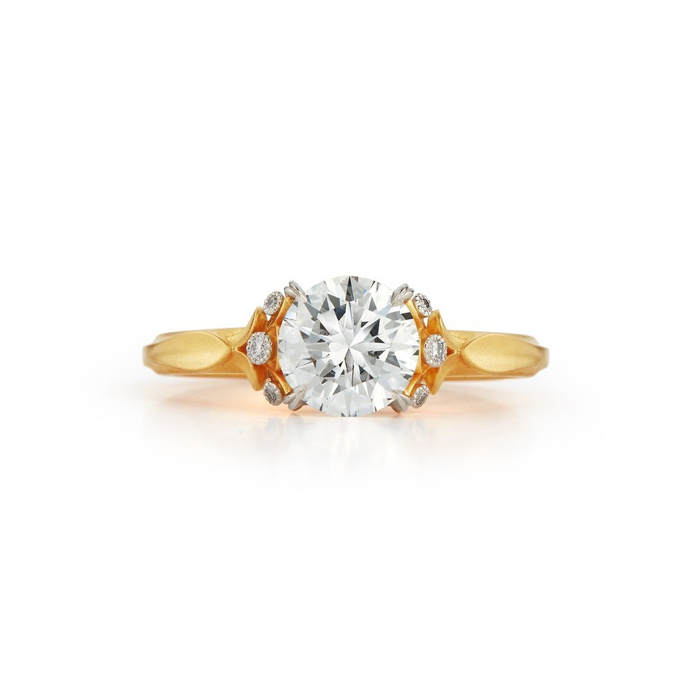 Wildflower collection. Delicate, elegant, artistic, original, beautiful, balanced, handcrafted, unique, diamond engagement rings from master fine jeweler Tim of TW McClelland TWM. Gold and platinum.