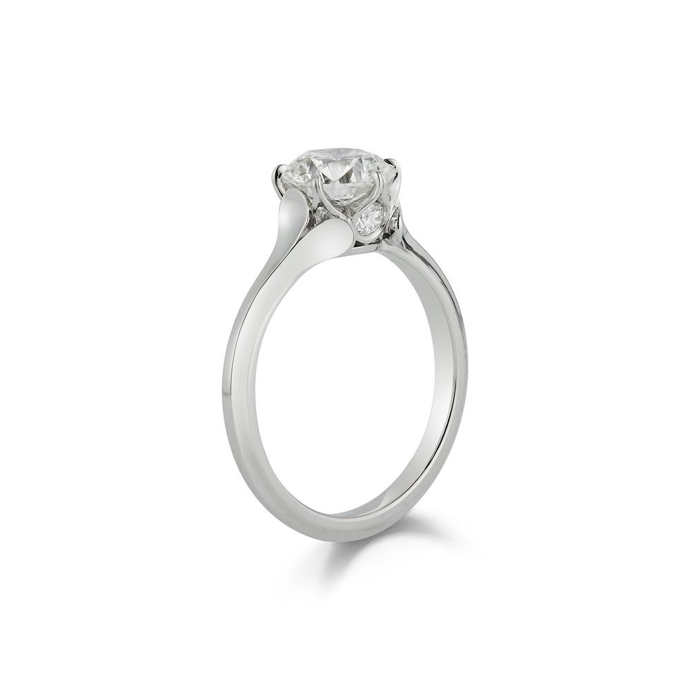 Wildflower collection. Delicate, elegant, artistic, original, beautiful, balanced, handcrafted, unique, diamond engagement rings from master fine jeweler Tim of TW McClelland TWM. Gold and platinum.