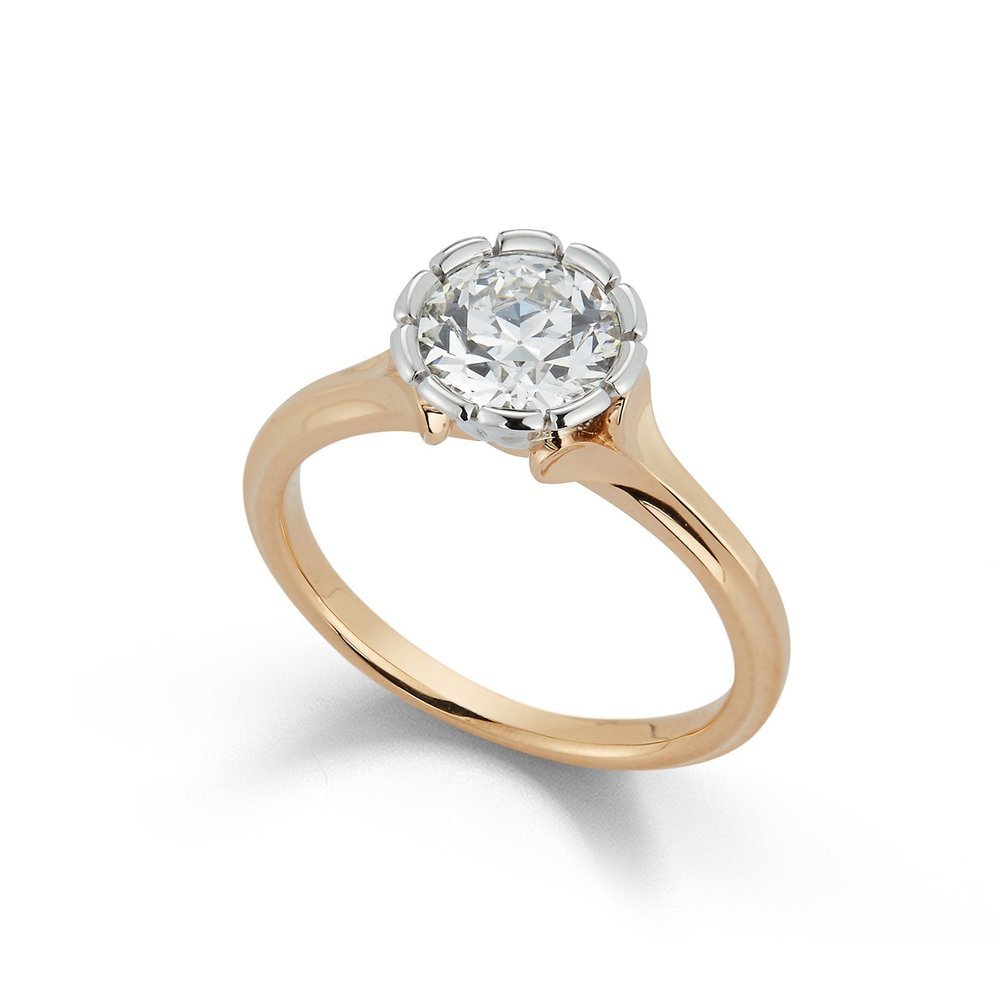 Wildflower collection. Delicate, elegant, artistic, original, beautiful, balanced, handcrafted, unique, diamond engagement rings from master fine jeweler Tim of TW McClelland TWM. Gold and platinum.