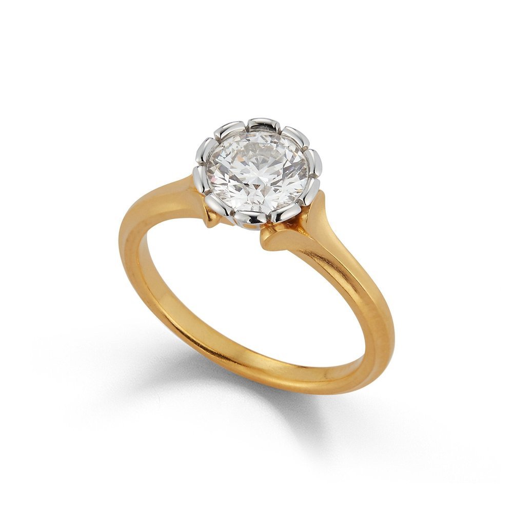 Wildflower collection. Delicate, elegant, artistic, original, beautiful, balanced, handcrafted, unique, diamond engagement rings from master fine jeweler Tim of TW McClelland TWM. Gold and platinum.