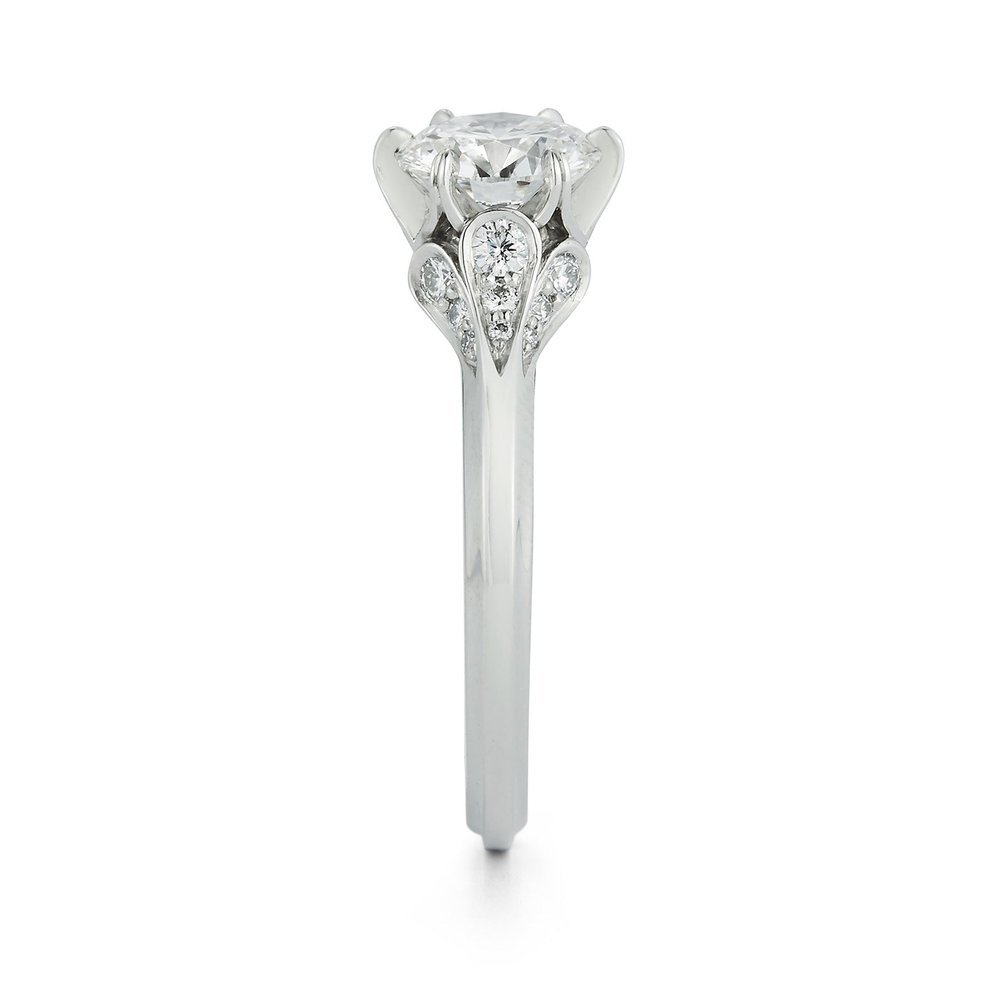 Wildflower collection. Delicate, elegant, artistic, original, beautiful, balanced, handcrafted, unique, diamond engagement rings from master fine jeweler Tim of TW McClelland TWM. Gold and platinum.