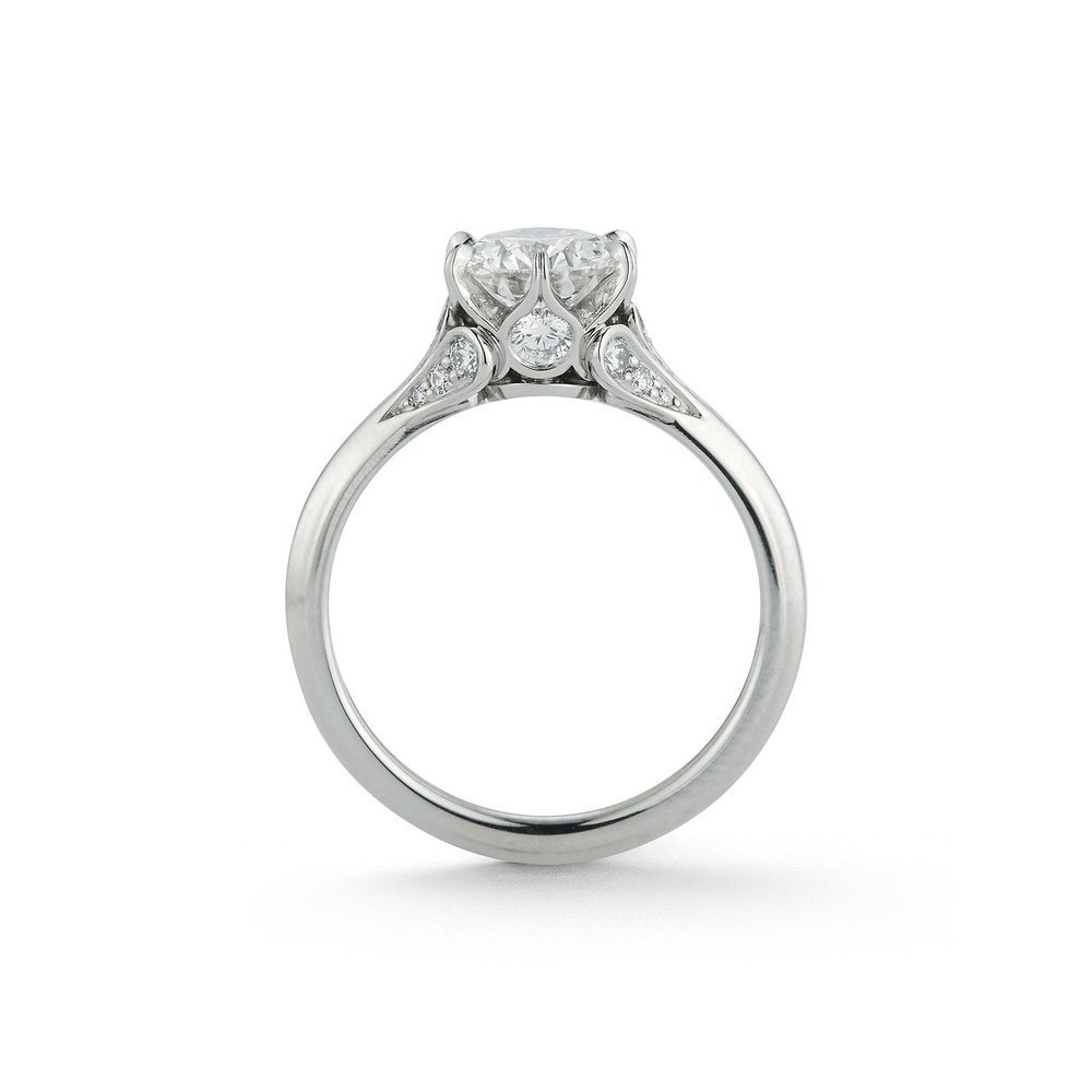 Wildflower collection. Delicate, elegant, artistic, original, beautiful, balanced, handcrafted, unique, diamond engagement rings from master fine jeweler Tim of TW McClelland TWM. Gold and platinum.