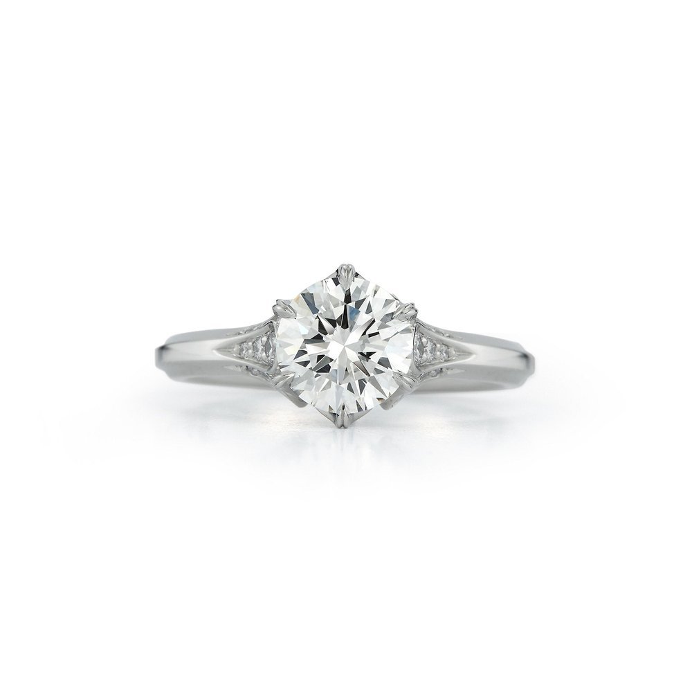 Wildflower collection. Delicate, elegant, artistic, original, beautiful, balanced, handcrafted, unique, diamond engagement rings from master fine jeweler Tim of TW McClelland TWM. Gold and platinum.