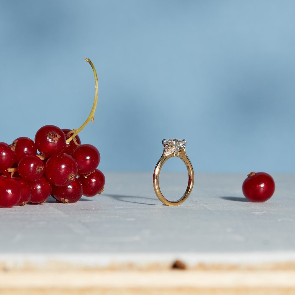 Wildflower collection. Delicate, elegant, artistic, original, beautiful, balanced, handcrafted, unique, diamond engagement rings from master fine jeweler Tim of TW McClelland TWM. Gold and platinum.
