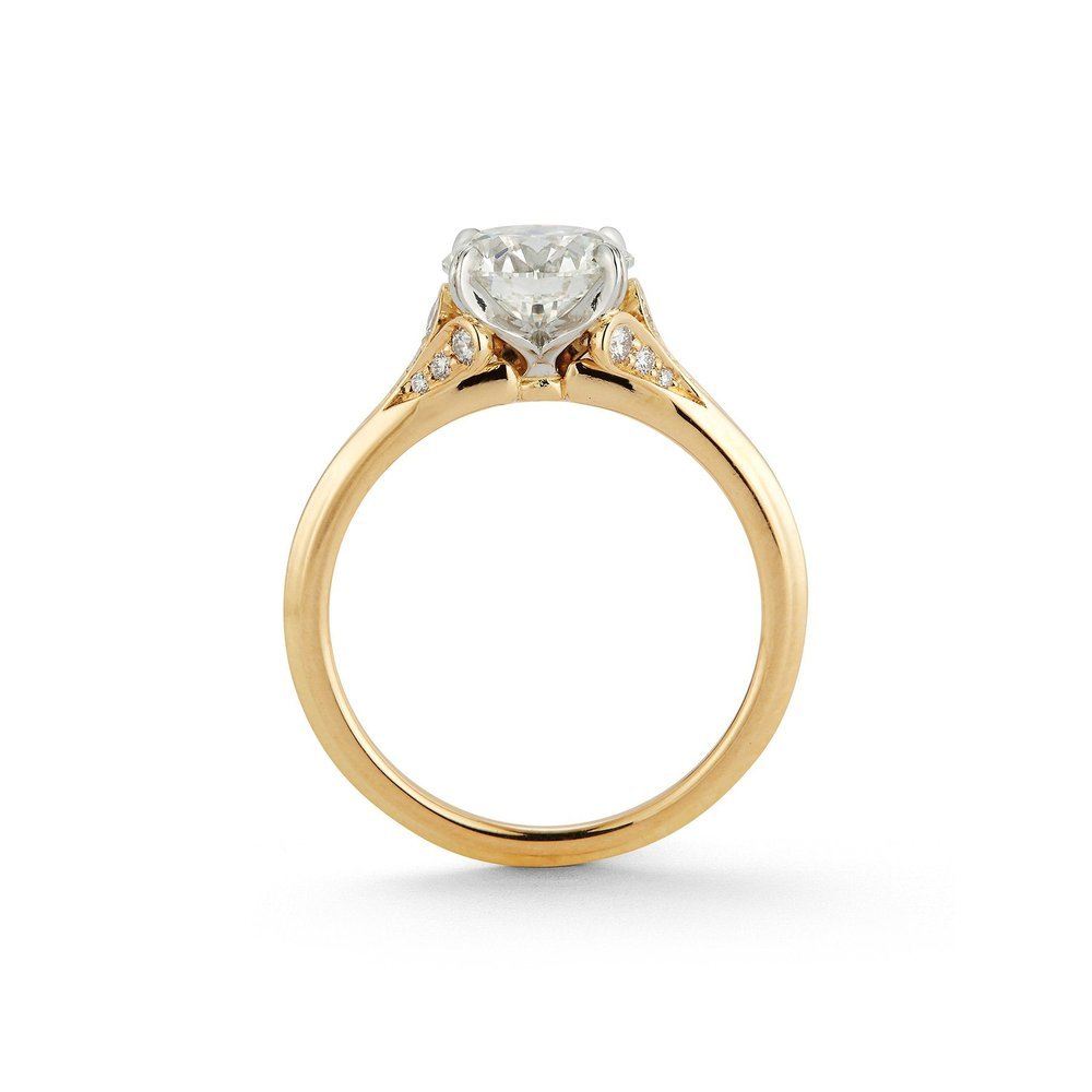 Wildflower collection. Delicate, elegant, artistic, original, beautiful, balanced, handcrafted, unique, diamond engagement rings from master fine jeweler Tim of TW McClelland TWM. Gold and platinum.